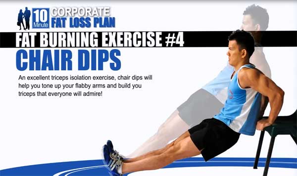 Chair Dips: exercises for flabby underarms